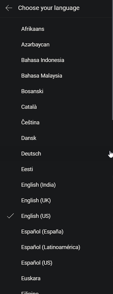 Select a different language