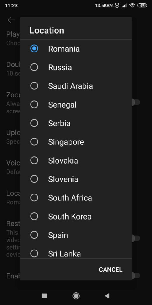 Select a new location