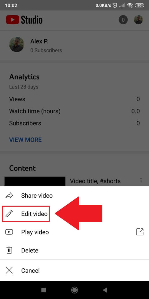 Select "Edit video"