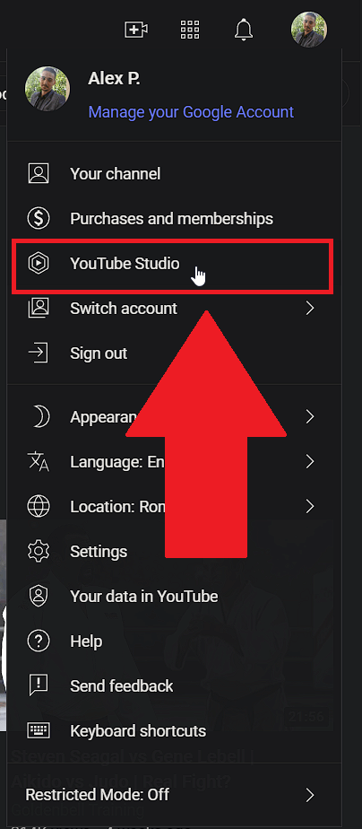 Select "YouTube Studio"