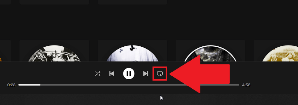 Double-click on the "Repeat" icon