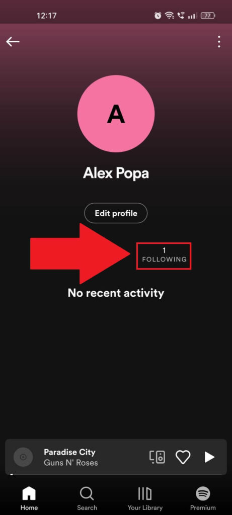 Tap on "Following"