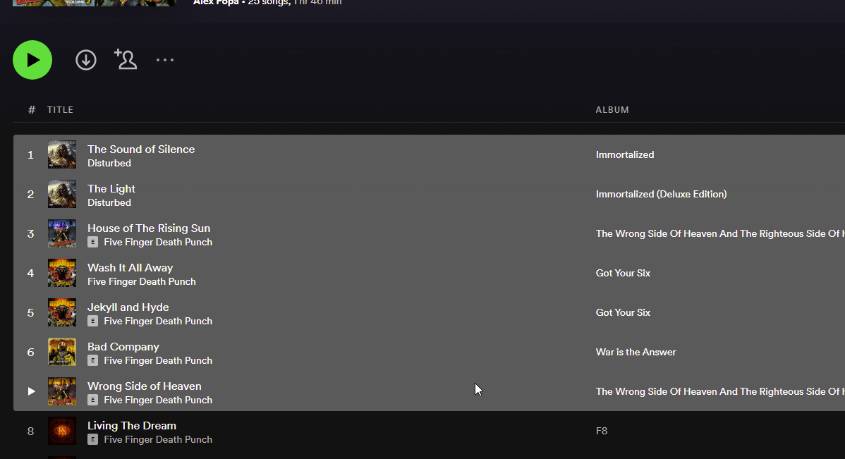 select multiple songs spotify web player