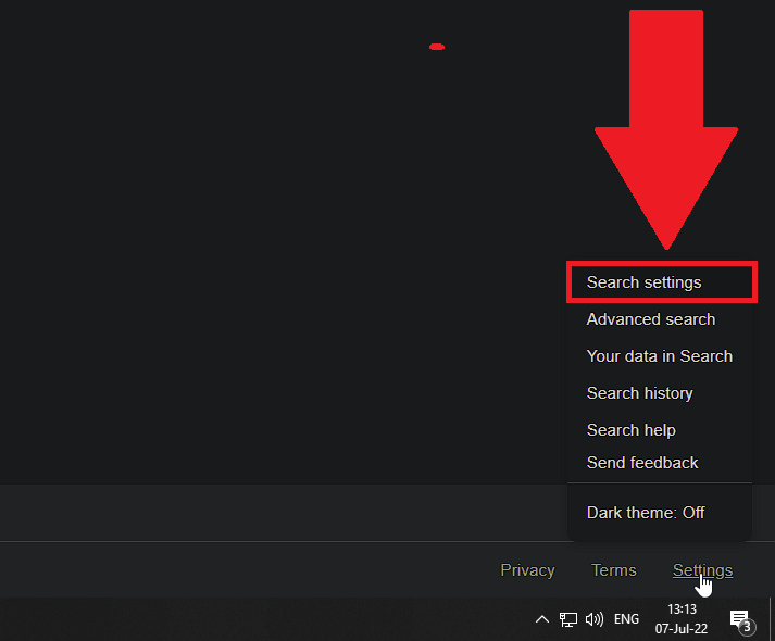 Select "Search settings" from the menu