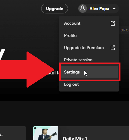 Select "Settings" in the menu