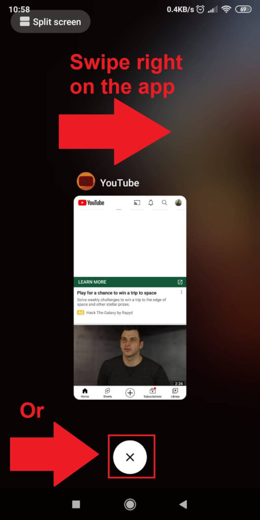 Close the YouTube app