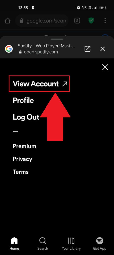 Select "View Account"