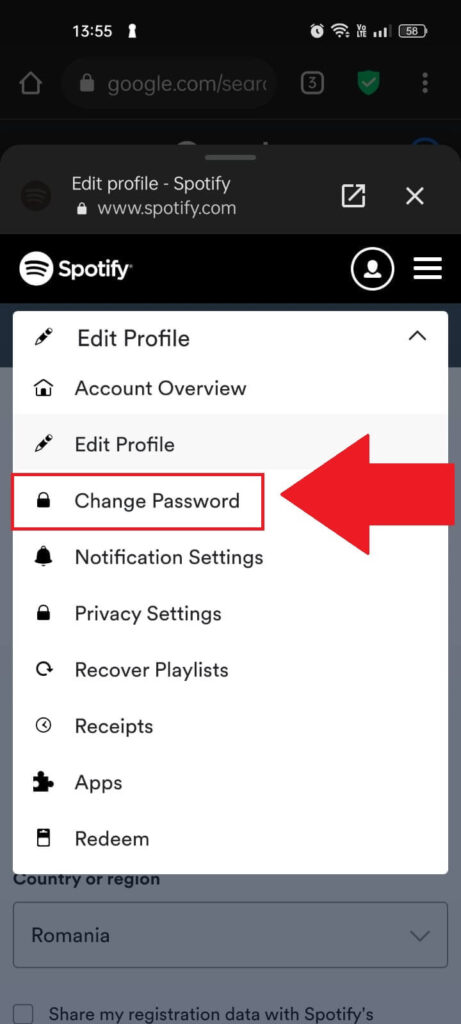 Select "Change Password"