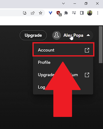 Select "Account"
