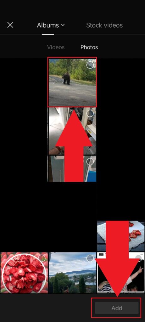 Select a photo and tap "Add"