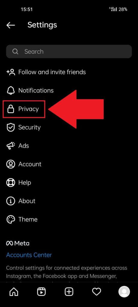 Select "Privacy"