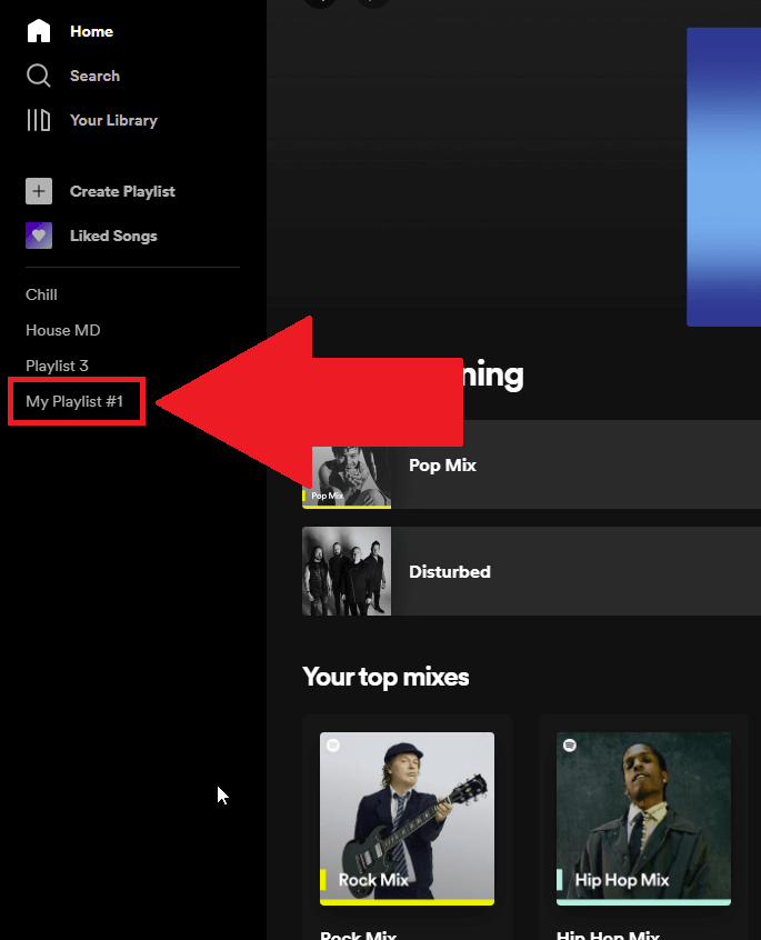 Select one of your playlists on the right-hand panel