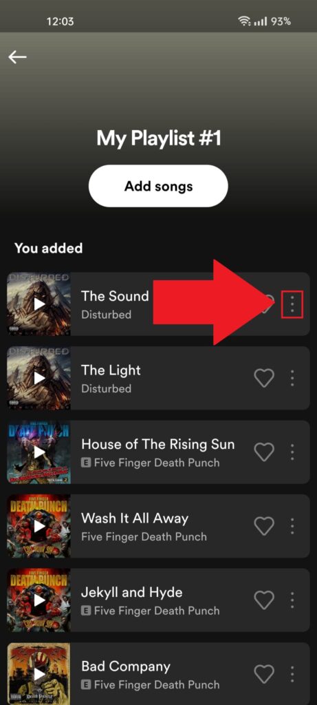 Tap on the three-dot icon next to a song