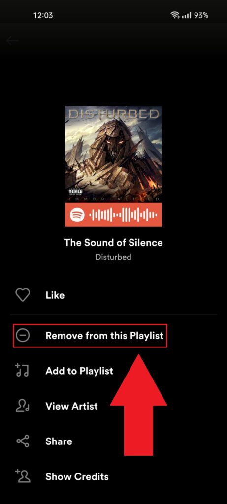 Select "Remove from this Playlist"