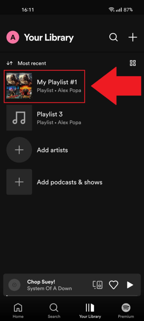 Select the playlist you want to duplicate