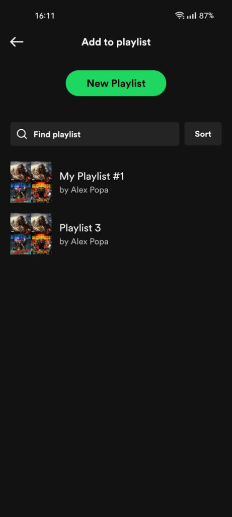 Create a new playlist or select and existing one