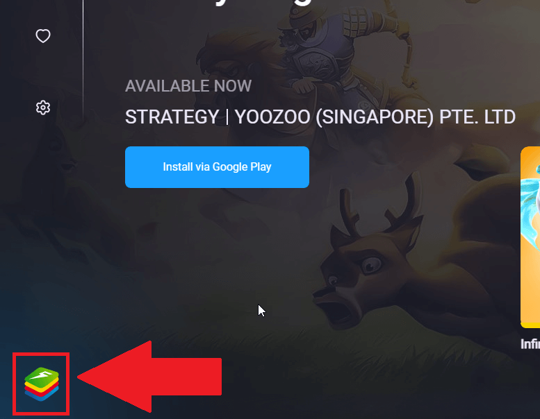 Click on the lower-left icon in the BlueStacks app