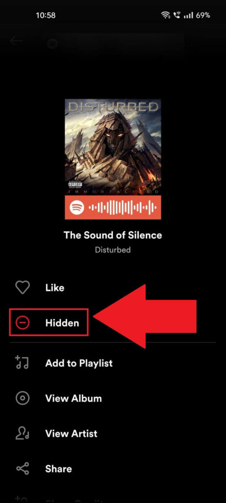 Select "Hidden"