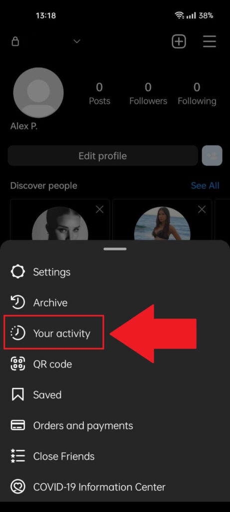Select "Your Activity"