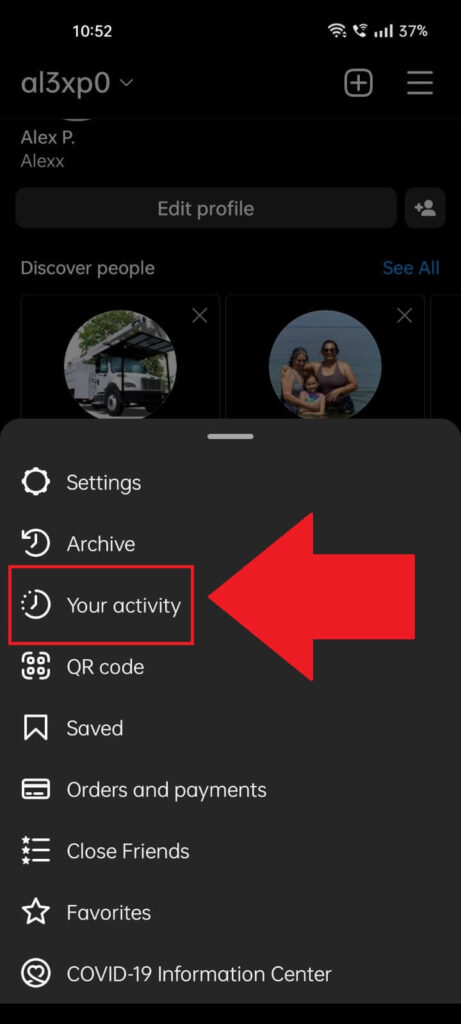 Select "Your Activity"