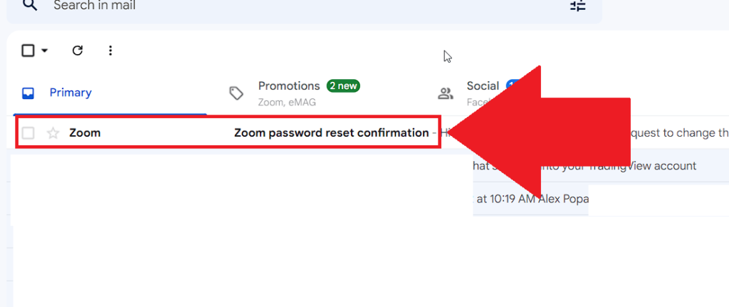 Open the email from Zoom
