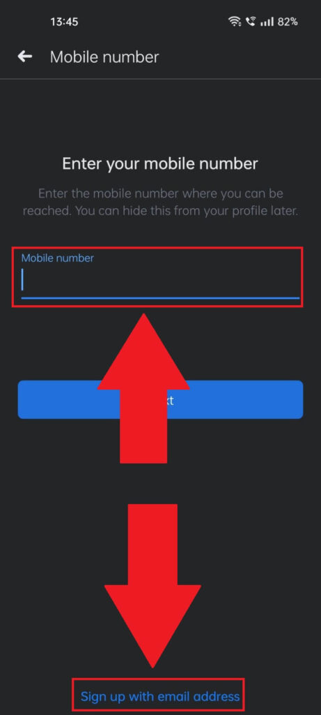 Enter your mobile number or email address