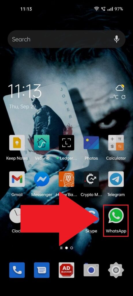Tapping on WhatsApp in your phone menu