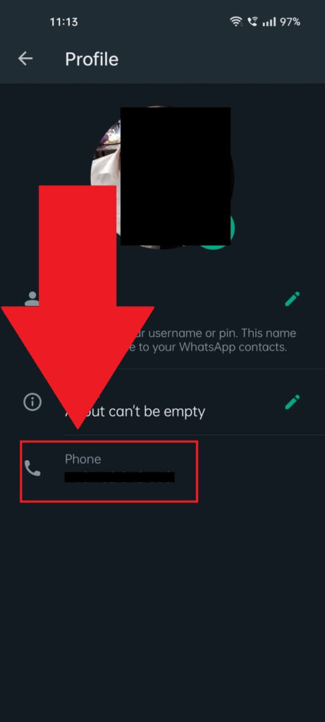 Find your phone number on Whatsapp