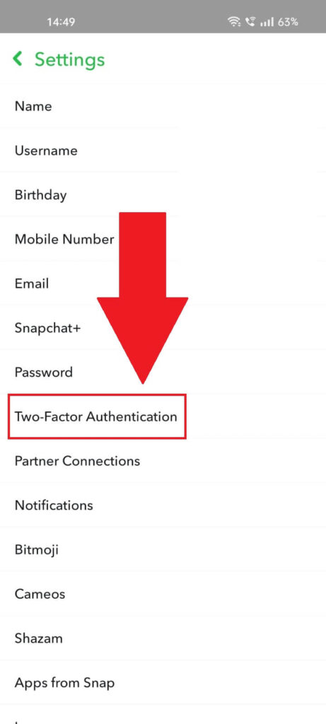 Enabling Two-Factor Authentication on Snapchat.