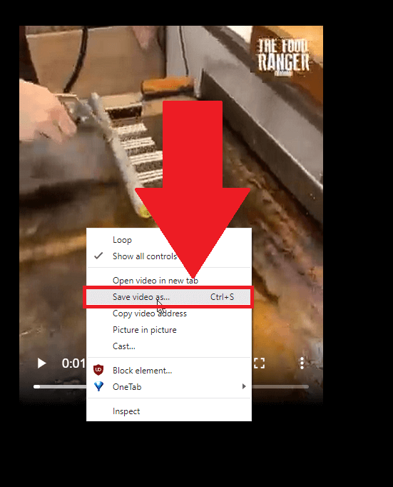 Right-click on the video and select "Save video as"