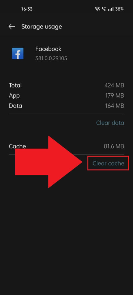 Tap on "Clear cache"