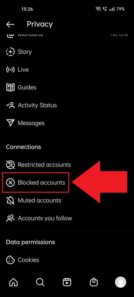 Select "Blocked Accounts"