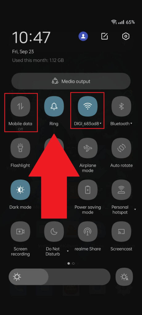 Switch between Wi-Fi and Mobile Data from a phone's setting page.