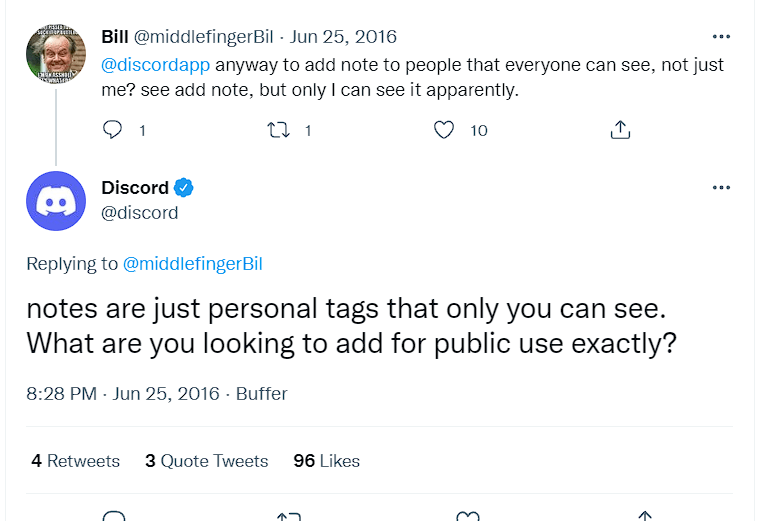 Discord says that notes are personal tags