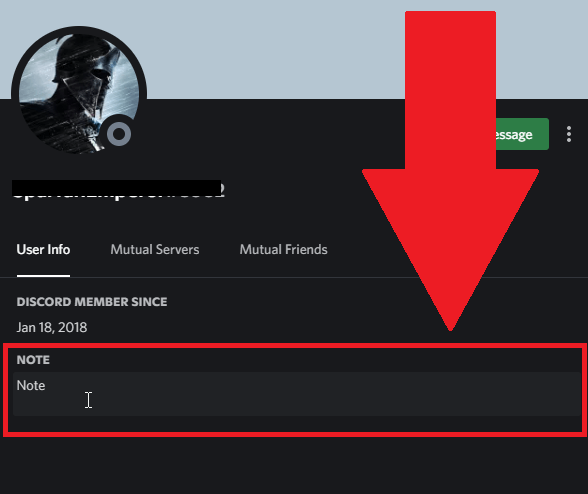 Add a note on Discord to a friend's profile.