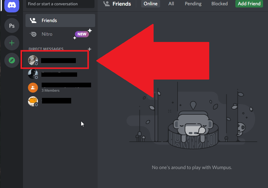 Open your friend's chat on Discord