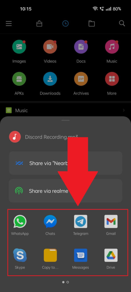 Send the voice recording via social media or email