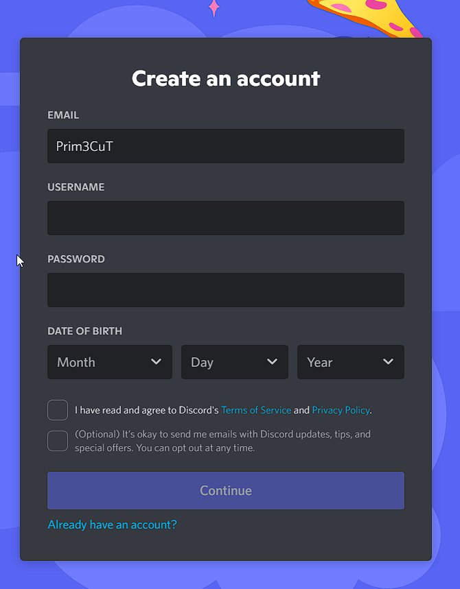 Discord doesn't ask for a phone number when creating an account