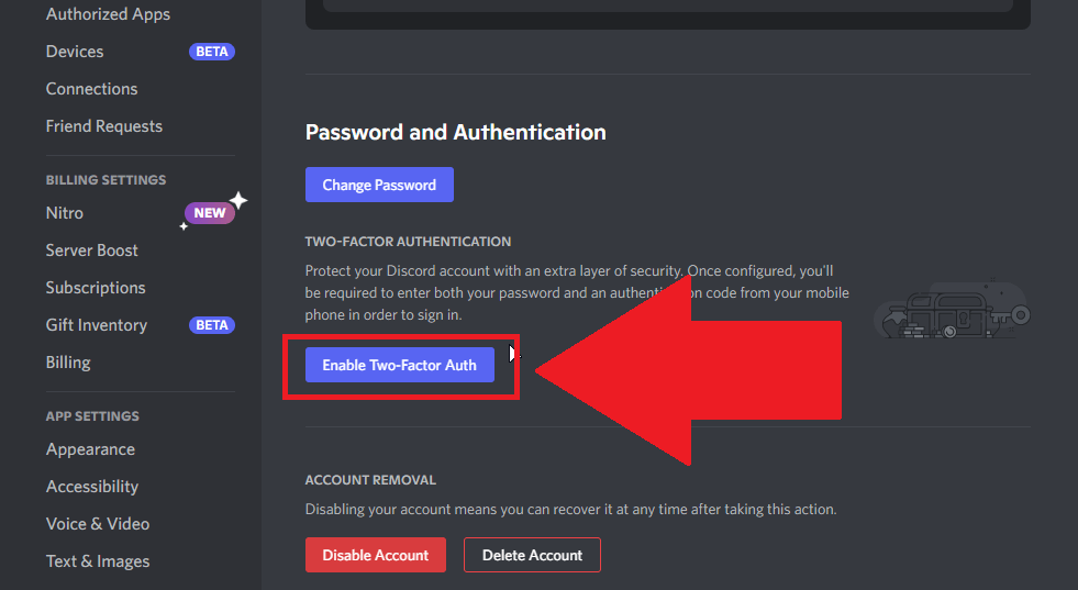 Enable/Disable Two-Factor Auth