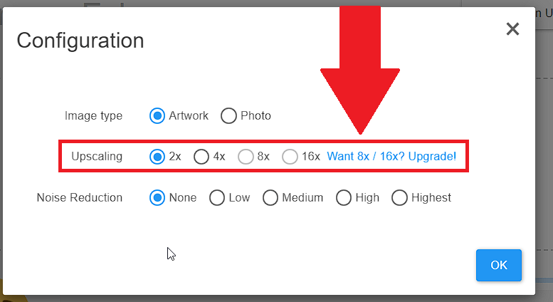 Choose an upscaling option