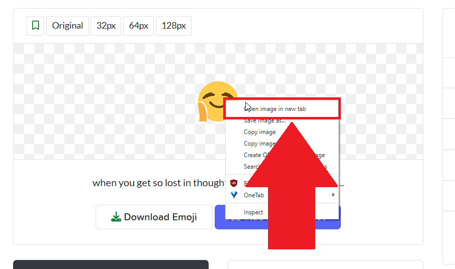 Right-click on the emoji and select "Open image in new tab"