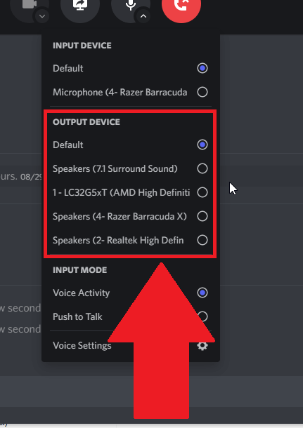 Select your preferred output device