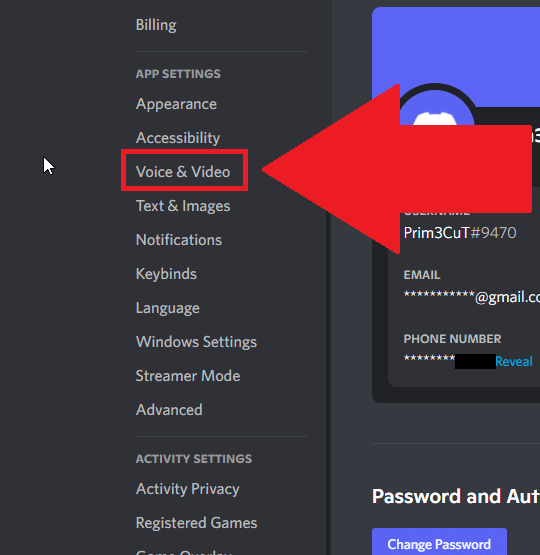 Go to "Voice & Audio"