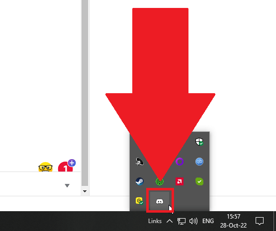Right-click on Discord in the System Tray
