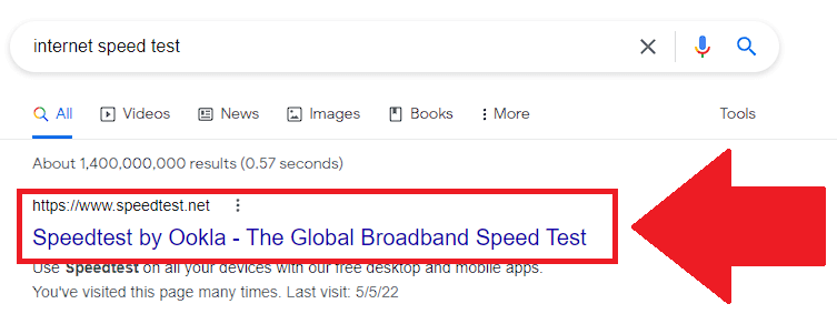 Open an internet speed test