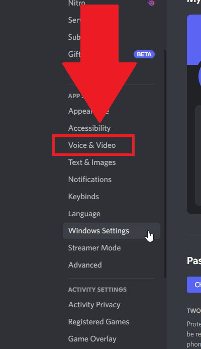 Select "Voice & Video"