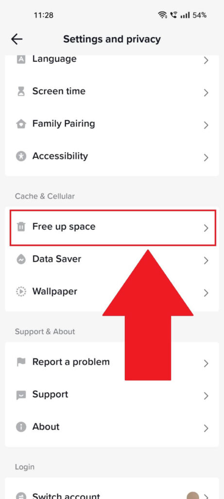 Select "Free up space"