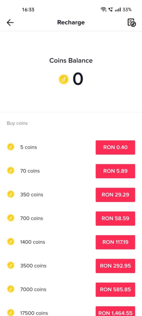 Select a coin amount