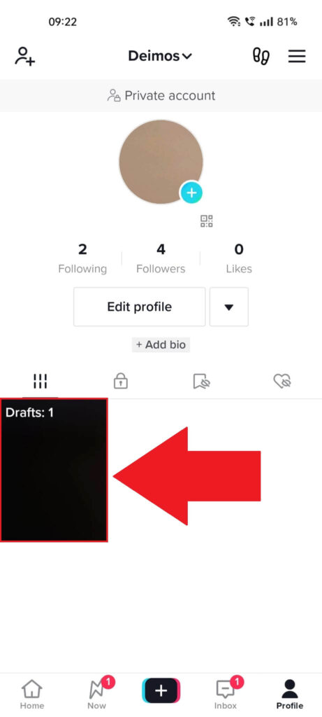 Select the "Drafts" icon