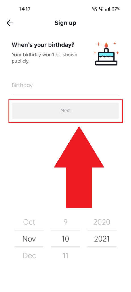 Select your birthday
